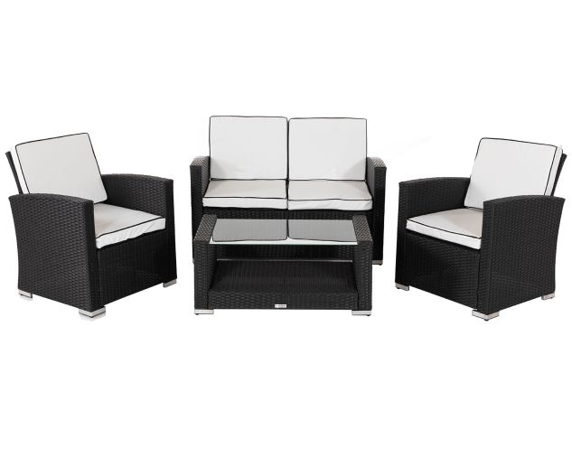 Black 2 Seater Rattan Garden Sofa Set, 4 Piece Rattan Garden Furniture Set The Range