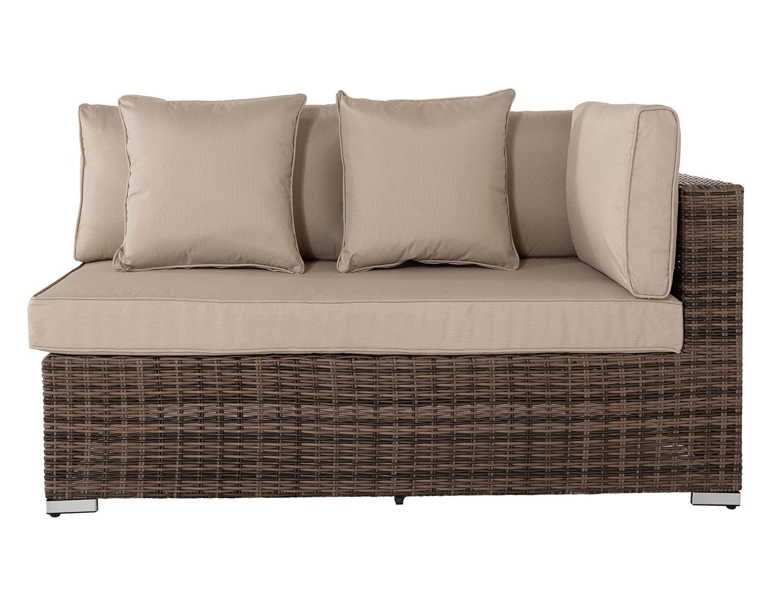 Rectangular Left As You Sit Rattan Garden Sofa in Premium Truffle Brown & Champagne - Premium Weave