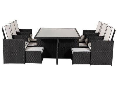 Barcelona 6 Seater Cube Set With Footstools in Black and Vanilla