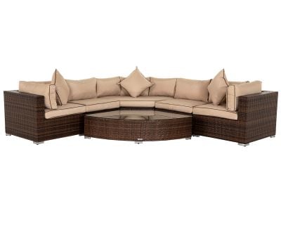 Florida 6 Piece Angled Rattan Garden Corner Set in Chocolate and Cream