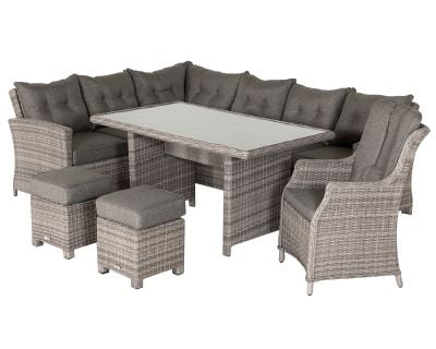 Sorrento Rattan Garden Corner Dining Set with Chair in Grey