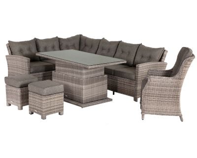 Sorrento Rattan Garden Adjustable Corner Dining Set with Chair in Grey
