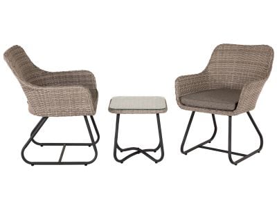 Vasto Rattan Garden Bistro Set in Grey