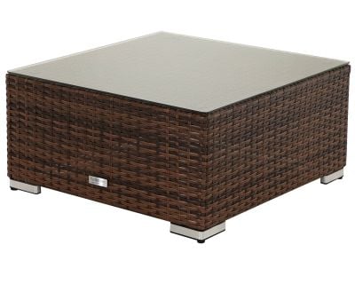 Florida Rattan Garden Ottoman / Coffee Table in Chocolate Mix and Coffee Cream