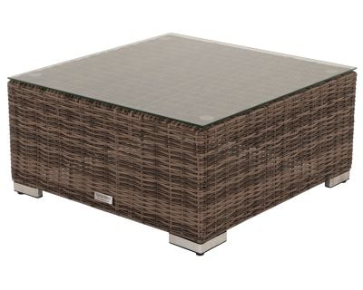 Florida Rattan Garden Ottoman / Coffee Table in Truffle and Champagne