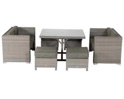 Barcelona Rattan Garden Sofa Cube Set in Grey