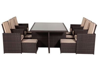 Barcelona 6 Seater Cube Set With Footstools in Brown and Cream
