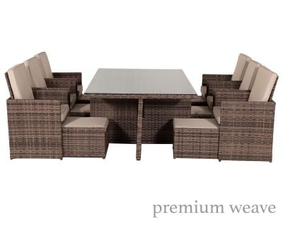 Barcelona 6 Seater Cube Set With Footstools in Truffle Brown and Cream
