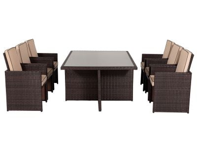 Barcelona 7 Piece Rattan Garden Cube Set in Chocolate Mix and Coffee Cream