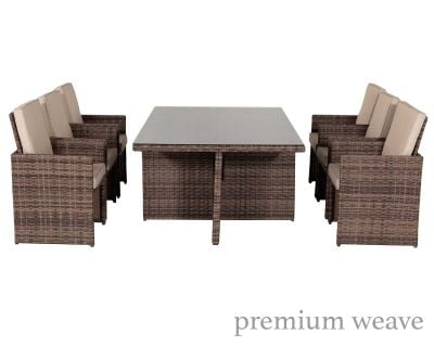 Barcelona 6 Seater Cube Set in Truffle Brown and Cream
