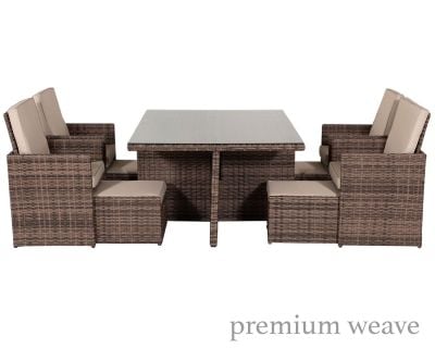 Barcelona 4 Seater Cube Set With Footstools in Truffle Brown and Cream