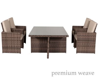 Barcelona 4 Seater Cube Set in Truffle Brown and Cream