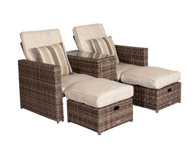 Paris Sun Lounger Set in Premium Truffle Brown and Champagne