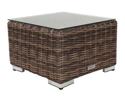 Small Square Rattan Garden Side Table in Truffle