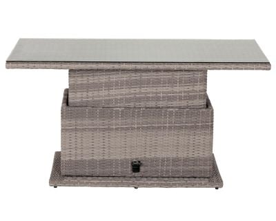 Adjustable Rectangular Rattan Garden Dining Table in Double Flat Grey