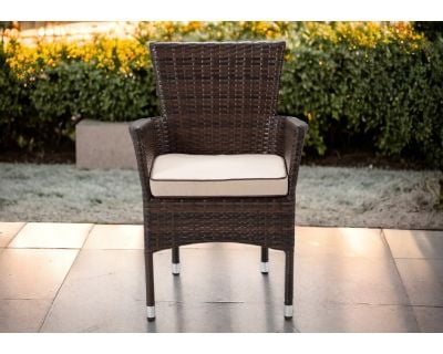 Cambridge Stackable Rattan Garden Chair in Chocolate Mix and Coffee Cream