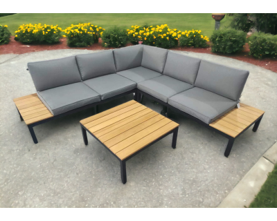 Sequoyah 4 Piece Aluminium & Teak Corner Dining Set 