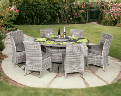 Oxford Rattan Garden Dining Set in Grey