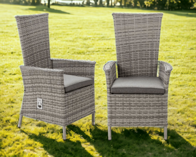 Cambridge Reclining Rattan Garden Chair in Grey