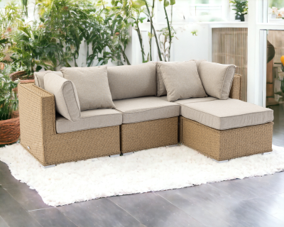 Florida 4 Piece Rattan Garden Corner Sofa Set in Willow