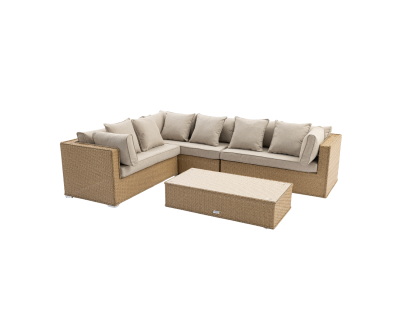 Monaco Rattan Garden Righthand Corner Sofa Set in willow