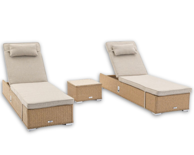 Miami Sun Lounger SET in Willow - 2 Loungers, 1 Table