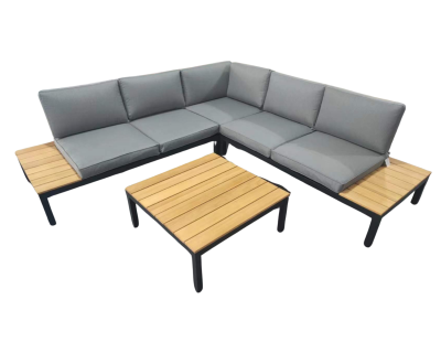 Sequoyah 4 Piece Aluminium & Teak Corner Dining Set 