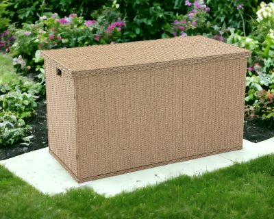 Outdoor Rattan Garden Storage Box in Willow