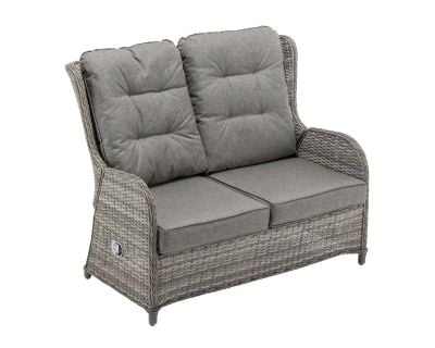 Fiji Reclining Rattan Garden 2 Seater Sofa in Grey