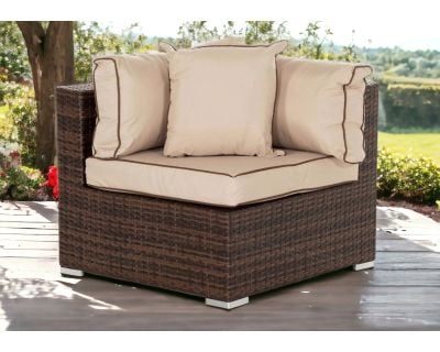 Florida Rattan Garden Corner Section in Chocolate Mix and Coffee Cream