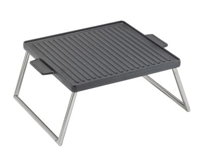 Square Warming Plate with Stand in Grey