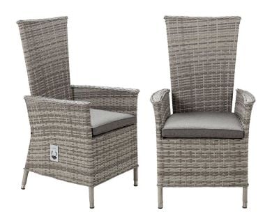 Pair of Cambridge Reclining Rattan Garden Chairs in Grey