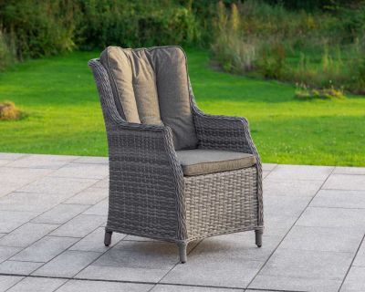 Riviera Rattan Garden Dining Chair in Grey