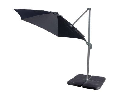 Rotating Cantilever Parasol and Plastic Base in Black