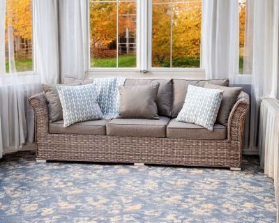 Lisbon 3 Seater Rattan Garden Sofa in Grey
