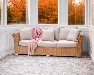Lisbon 3 Seater Rattan Garden Sofa in Willow
