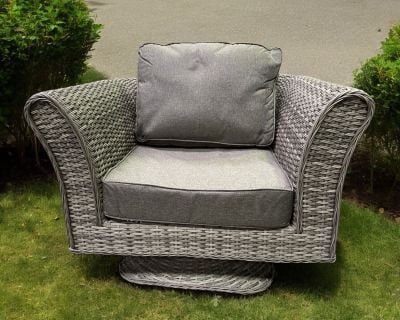 Lisbon Rattan Garden Swivel Chair in Grey