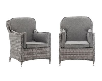 Pair of Lyon Rattan Dining Chairs in Grey