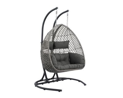 Manila Double Hanging Egg Chair in Grey