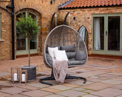 Manila Double Hanging Egg Chair in Grey