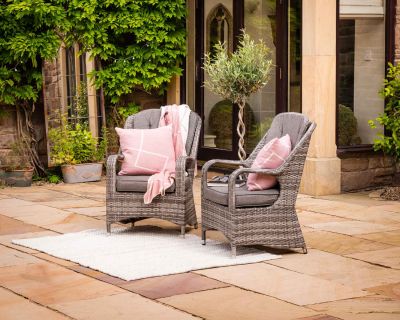 Pair of Marsaille Rattan Dining Chairs in Grey