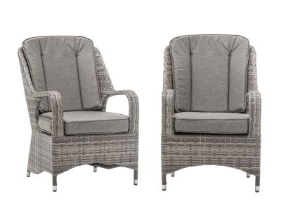 Pair of Marsaille Rattan Dining Chairs in Grey
