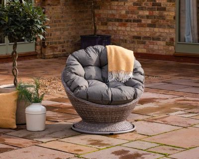 Lucia Rattan Garden Swivel Chair in Grey