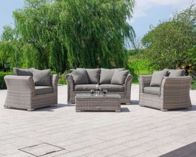 Lisbon 2 Seater Rattan Garden Sofa Set in Grey