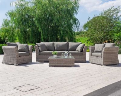 Lisbon 3 Seater Rattan Garden Sofa Set in Grey