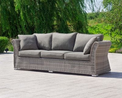 Lisbon 3 Seater Rattan Garden Sofa in Grey