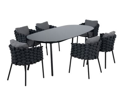 Selene Rope Weave 6 Seater Outdoor Dining Set