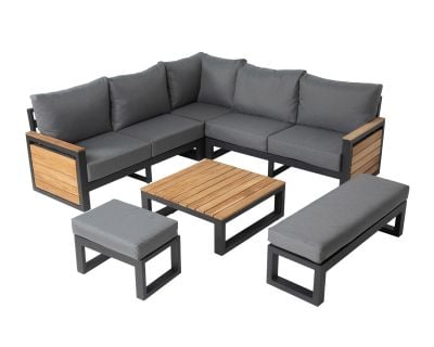 Sequoyah Aluminium and Teak Corner Sofa Set