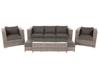 Ascot 3 Seater Rattan Garden Sofa Set in Grey