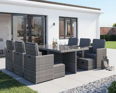 Barcelona 6 Seater Cube Set With Footstools in Grey